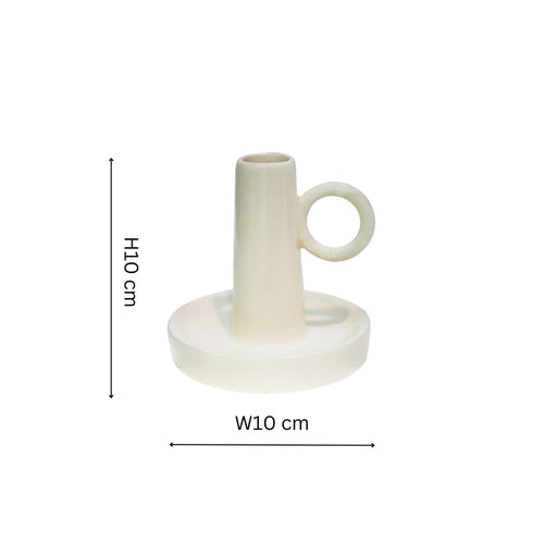 Bowen Ceramic Dinner Candle Holder with Handle