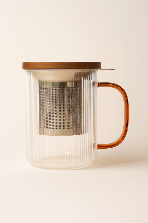 Karl 450ml Borosilicate Glass Teapot with Amber Handle