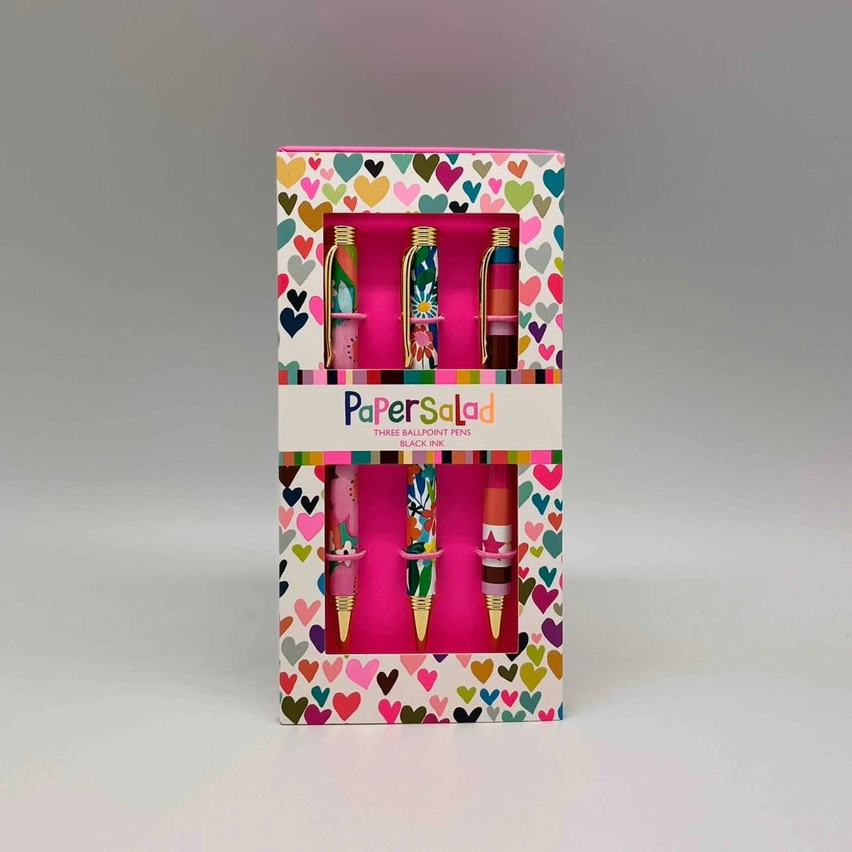 Boxed set of colourful Paper Salad ballpoint pens