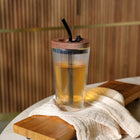 Fusion 50cl Glass Cup with Straw and Wooden Lid