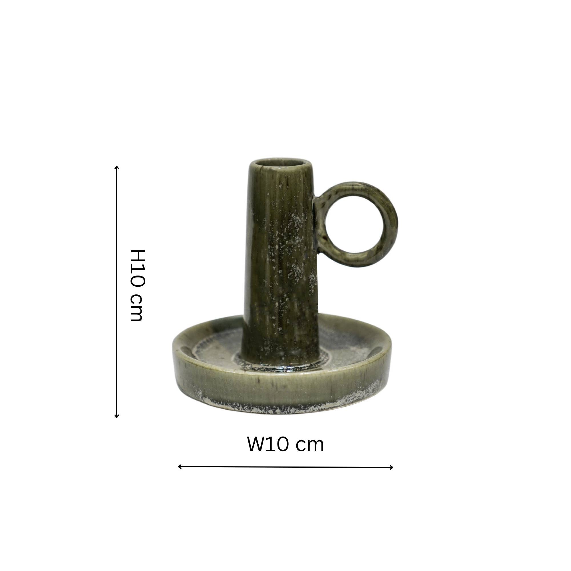 Bowen Ceramic Dinner Candle Holder with Handle