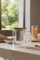 Gustave 450ml glass tea infuser in use