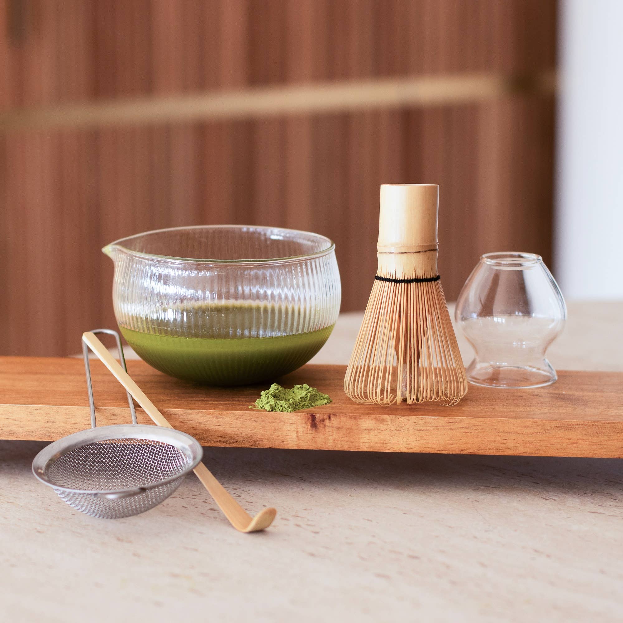 5-Piece Matcha Set in Bamboo and Glass