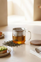 Gustave 300ml glass tea infuser lifestyle