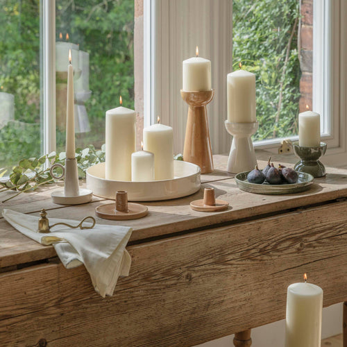 Bowen Ceramic Dinner Candle Holder with Handle