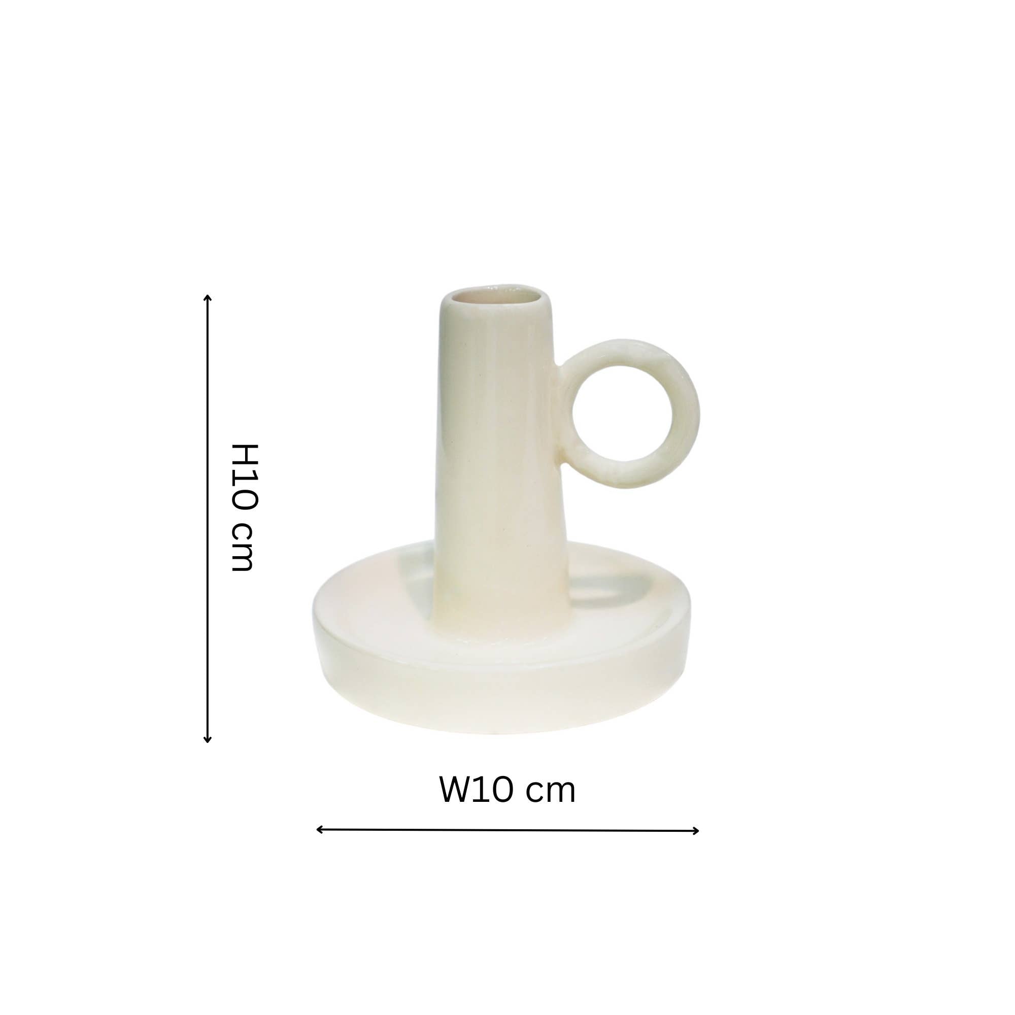 Bowen Ceramic Dinner Candle Holder with Handle