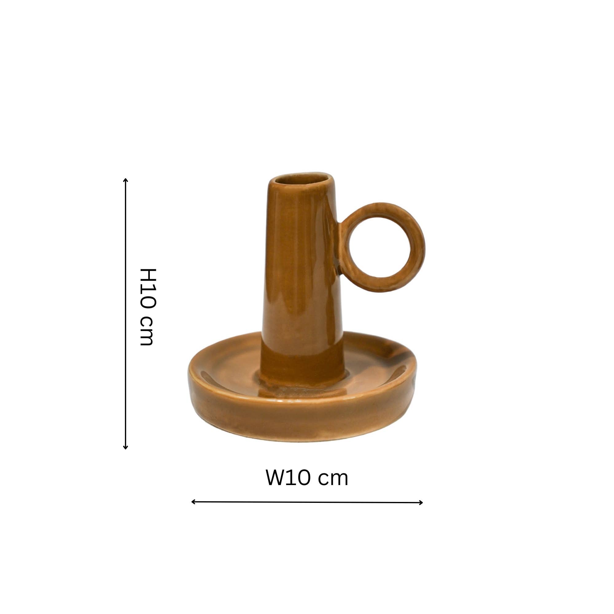 Bowen Ceramic Dinner Candle Holder with Handle